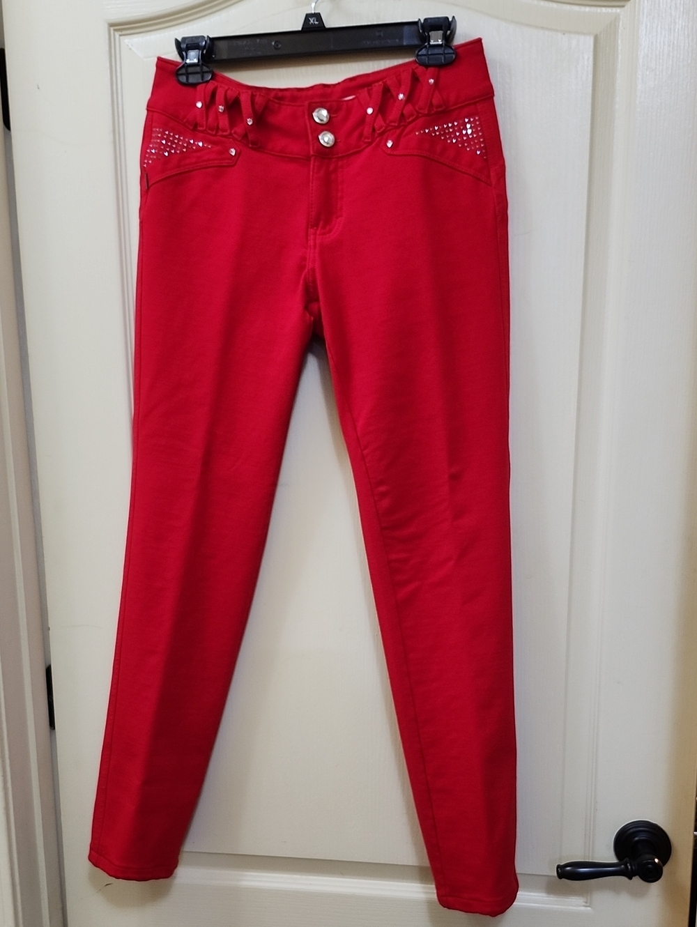 Y2K Beverly Jeans Disco Party Stretch Pants with Rhinestones